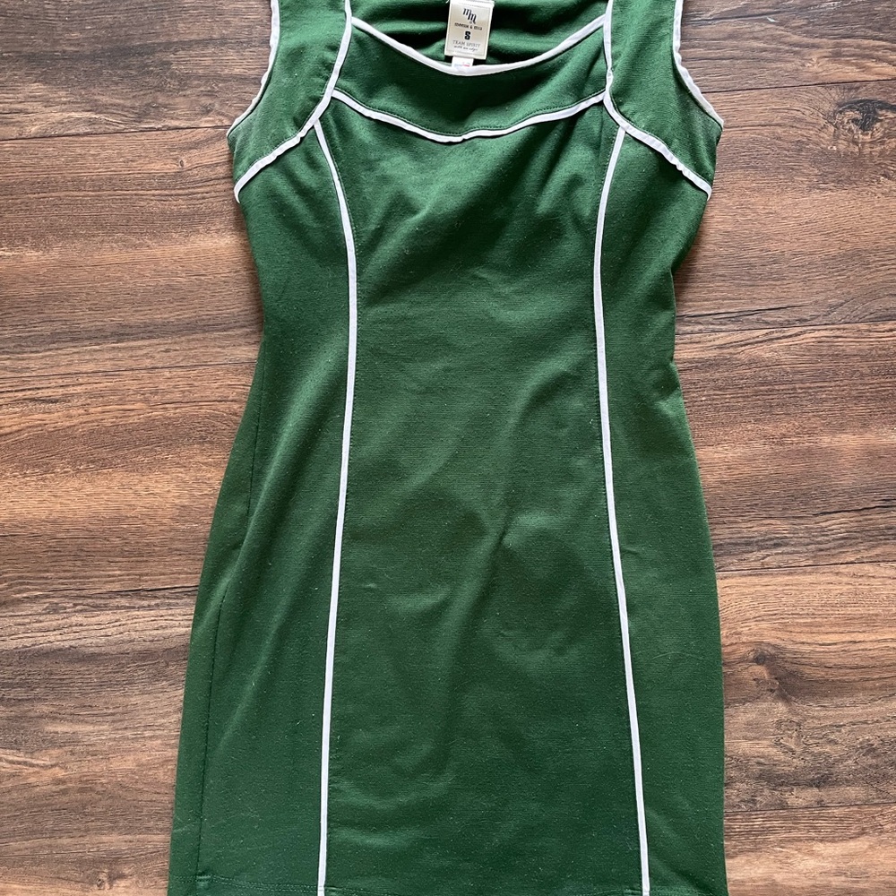 Elegant Green Dress with White Accents